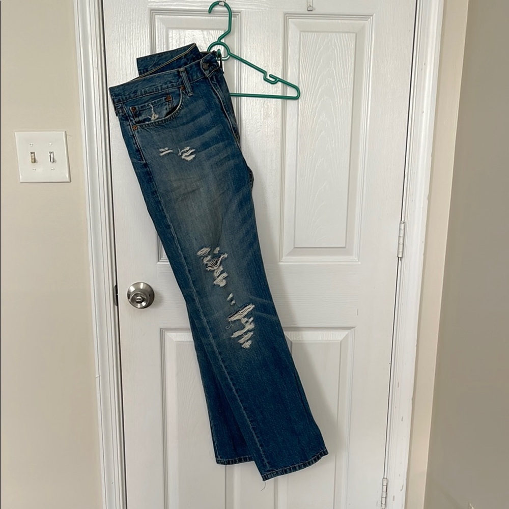 Distressed Blue Jeans